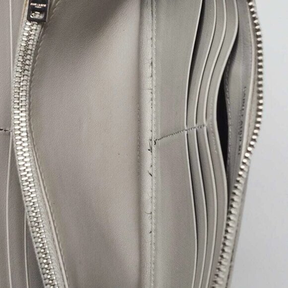 Yves Saint Laurent Grey Croc Embossed Leather Zippy Wallet - Picture 7 of 9